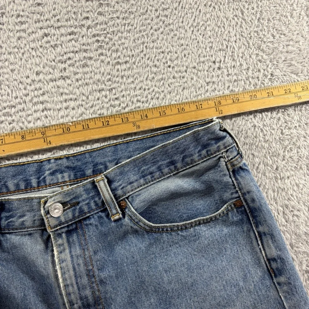 Levi 505 Jeans Mens 36x29 (Fits 36x28) Light Wash Faded Distress Leg Rip
